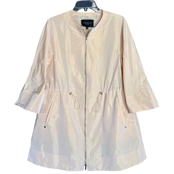 Lafayette 148 Iridescent Peach Rain Jacket Medium – Drawstring Utility Zip Coat - Picture 5 of 11